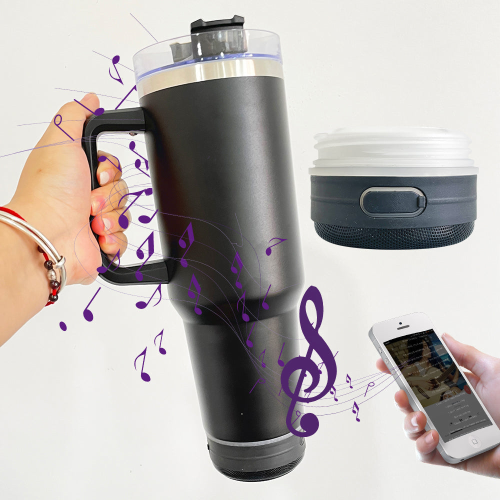 Double Vacuum Bluetooth Audio Car Tumbler, Tumbler With Handle Lid Straw, Stainless Steel Vacuum Insulated Car Mug, Thermal Iced Bottle Double Vacuum Bluetooth Audio Car Tumbler, Tumbler With Handle Lid Straw, Stainless Steel Vacuum Insulated Car Mug, Thermal Iced Bottle